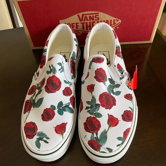 Vans Shoes - Vans Red Roses Classic Slip-On